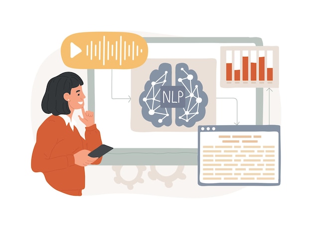 Vector text data analysis with nlp abstract concept vector illustration data analysis natural language