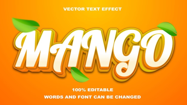Vector text effect editable mango white and yellow