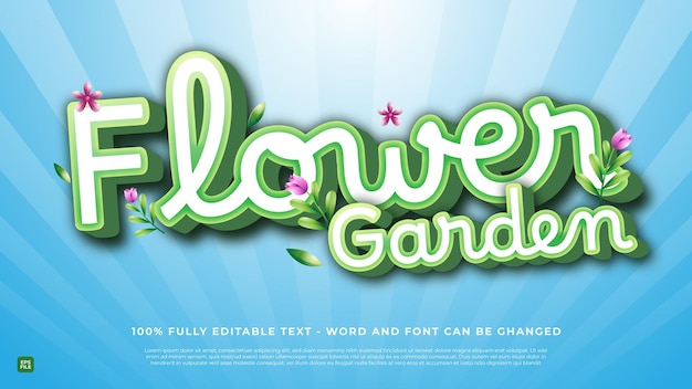Vector text effect vector with a flower garden theme