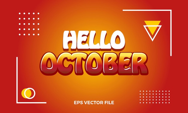 Vector text hello october logo and background
