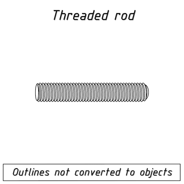 Vector threaded rod fastener outline blueprint