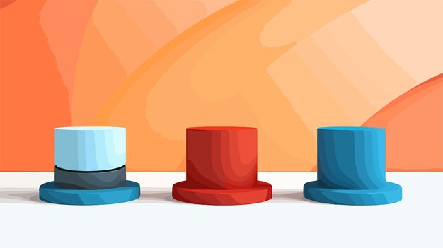 Vector three colored podiums with shadows for winning concept presentation