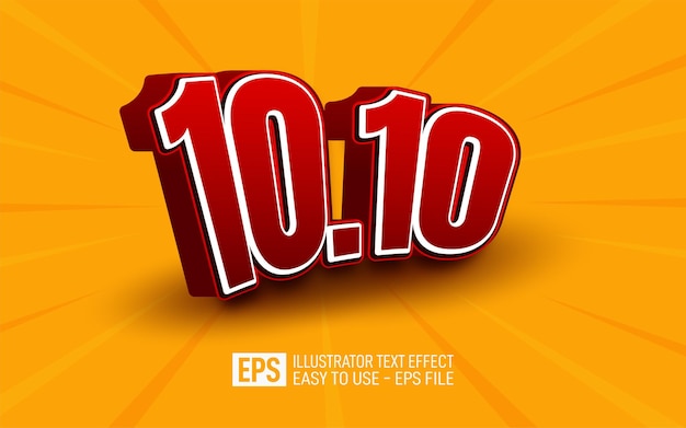 Vector three dimension text 10.10, editable style effect template