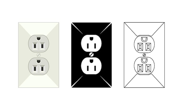 Vector three representations of a us standard electrical outlet