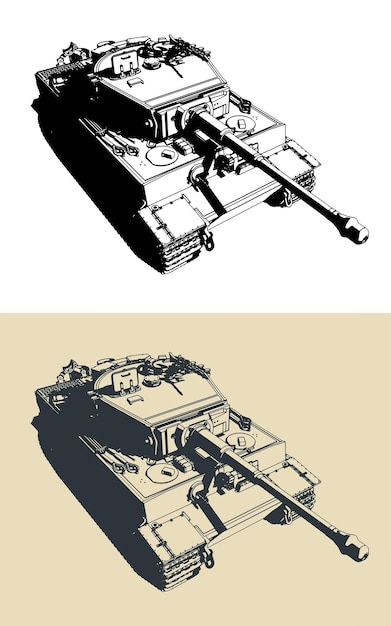 Vector tiger heavy tank from wwii