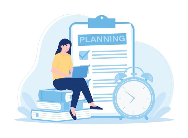 Vector time management concept flat illustration