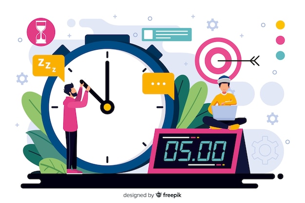 Vector time management concept for landing page