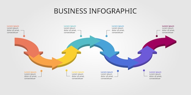 Vector timeline arrow chart template for infographic for presentation for 8 element