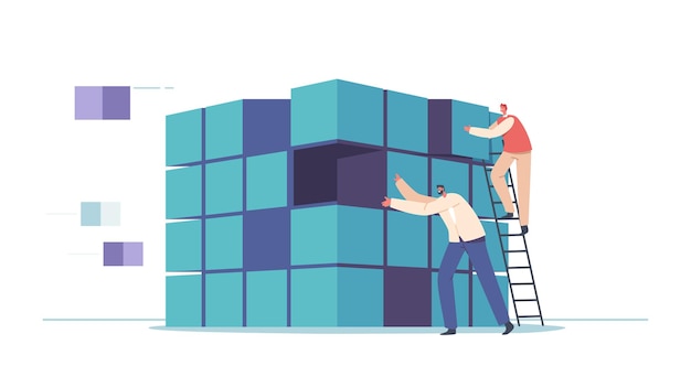Vector tiny characters at big data storage computation of datacenter information processing database internet routing