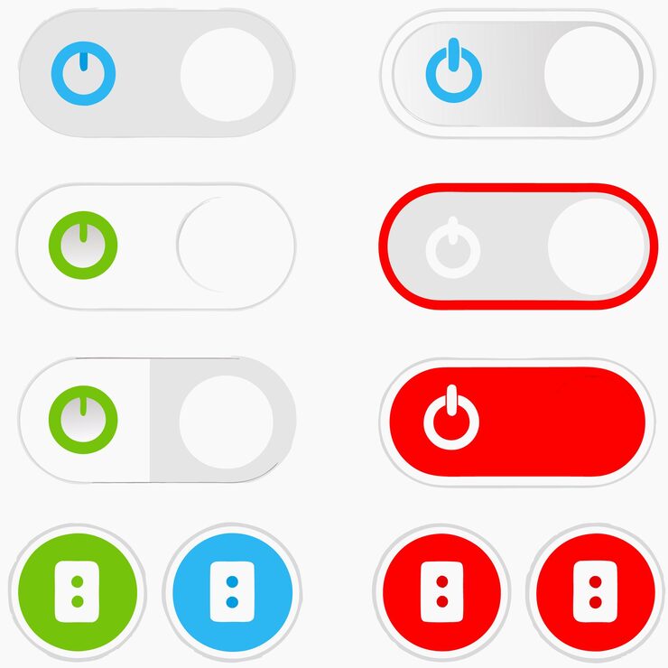 Toggle Switch Icons OnOff Buttons Power Symbols UI Controls Vector Set Digital Interface