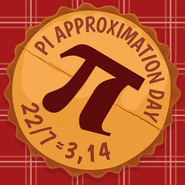 Vector top view of pie with pi symbol with the date and sliced in the middle for pi approximation day