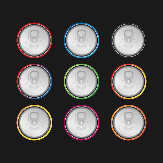 Vector top view soda can multicolors vector illustration