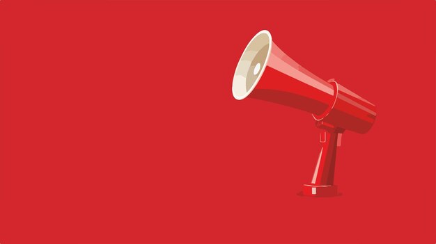 Vector toy megaphone on red background in vector style