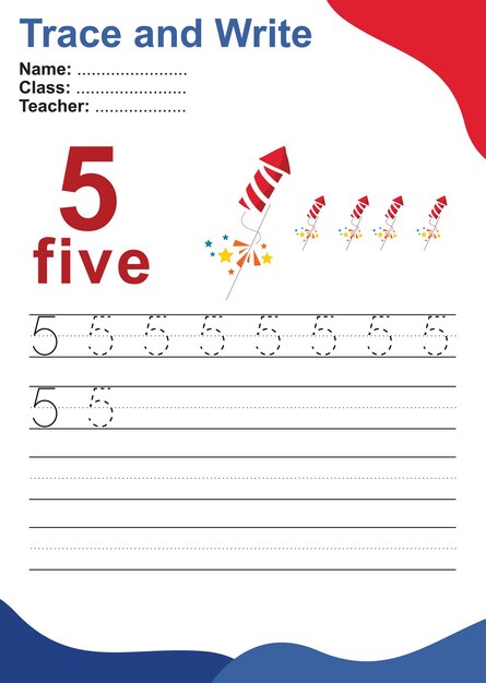 Vector trace and write number for children exercise for children to recognize the number vector file