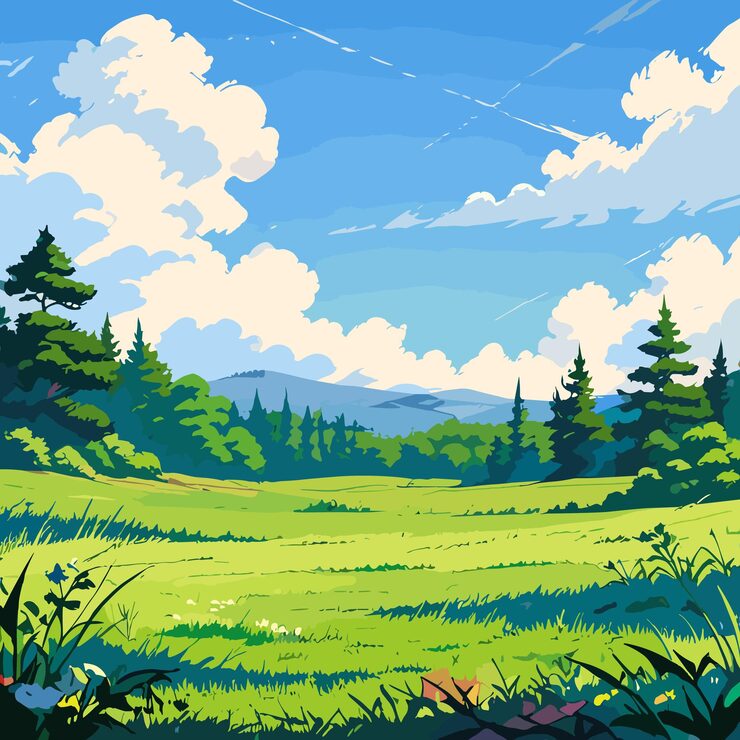 Tranquil Meadow Background Vector Artwork