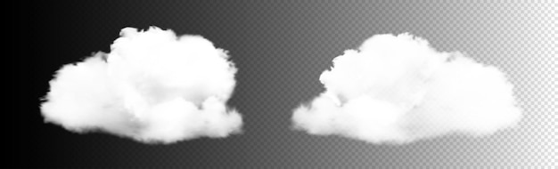Vector transparent clouds set.  white cloudiness, mist or smog