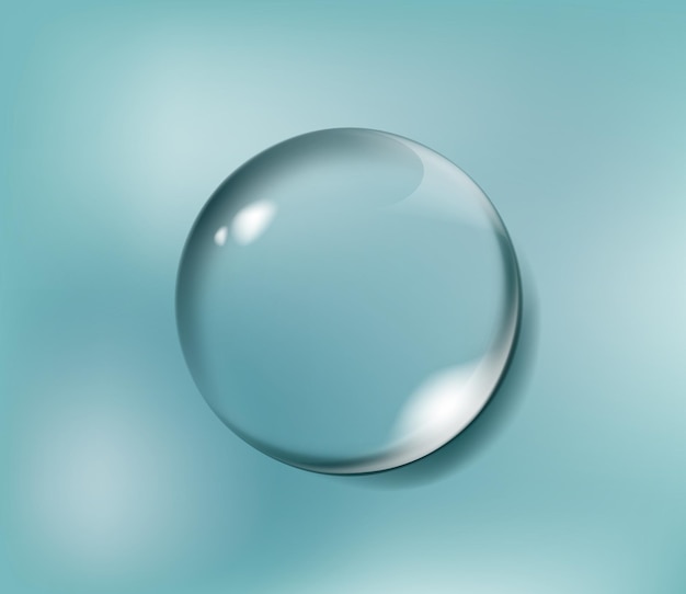 Vector transparent water drop on light isolated