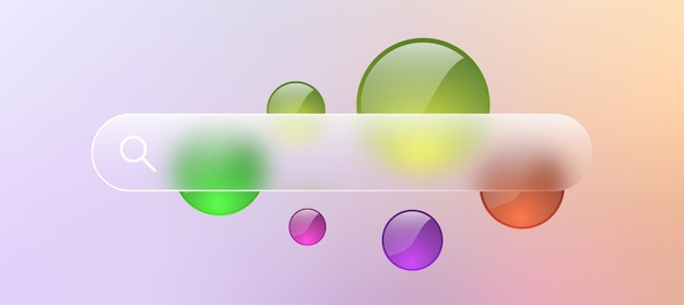 Vector transparent web button with glass search bar page frame design for website ui search form with empty