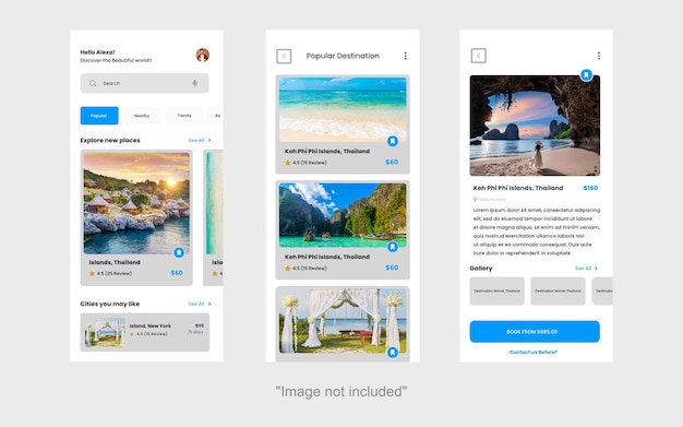 travel app ui design template