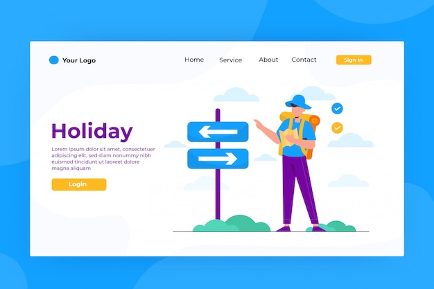 Vector travel landing page template