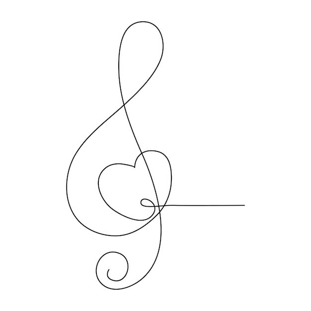 Vector treble clef heart a musical love