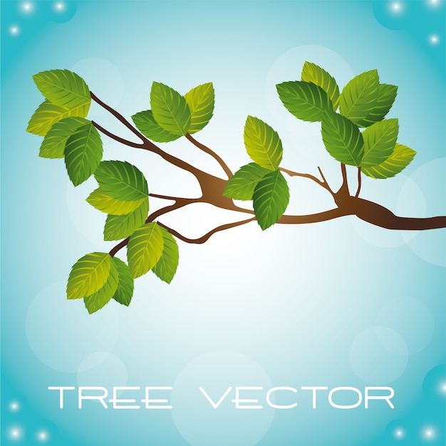 Vector tree branch over blue background, vector illustration