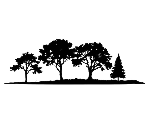 Vector tree silhouette illustration of forest landscape vector