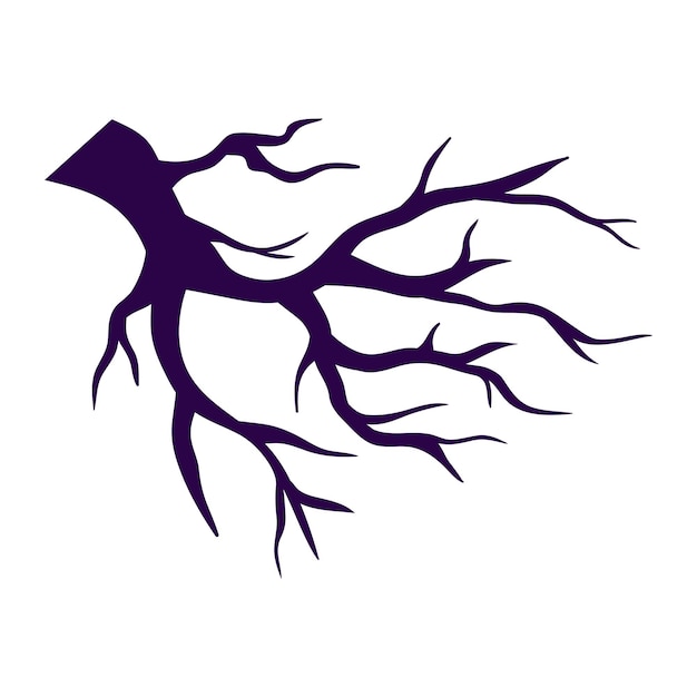 Vector trees branch silhouette isolated on white background