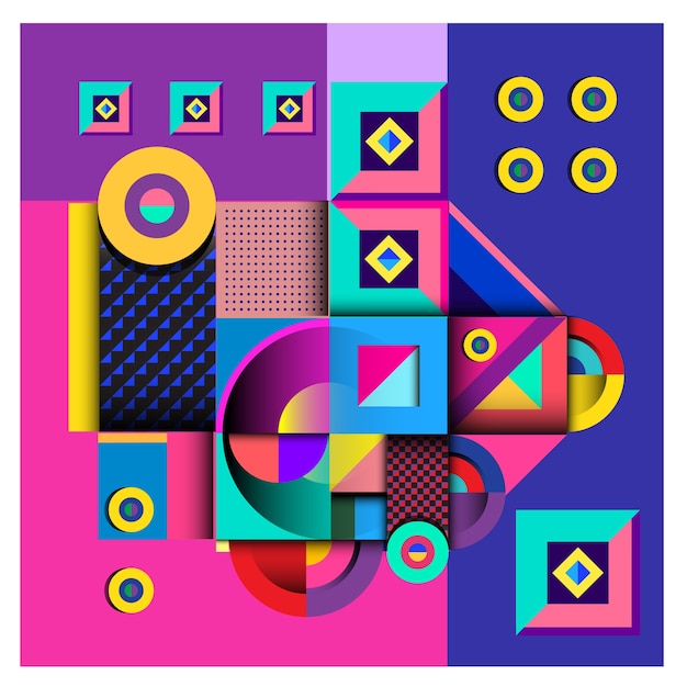 Vector trendy geometric memphis elements colorful design.
