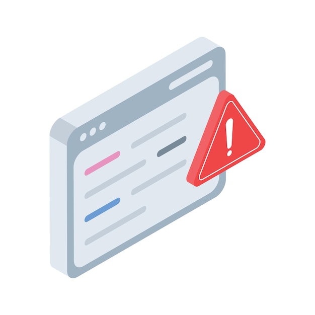 trendy isometric icon of website error warning display