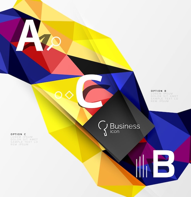 Vector triangle mosaic vector abstract template vector abstract background for workflow layout diagram number options or web design