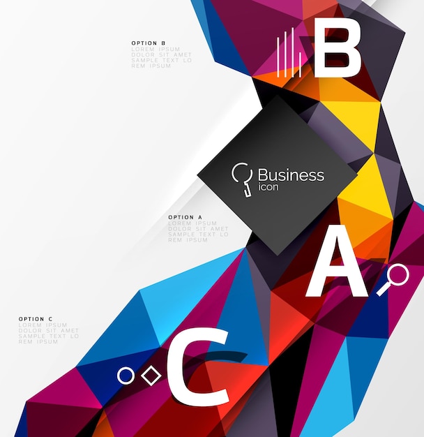 Vector triangle mosaic vector abstract template vector abstract background for workflow layout diagram number options or web design