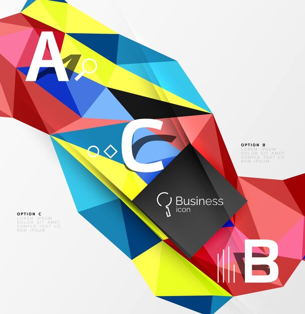 Vector triangle mosaic vector abstract template vector abstract background for workflow layout diagram number options or web design