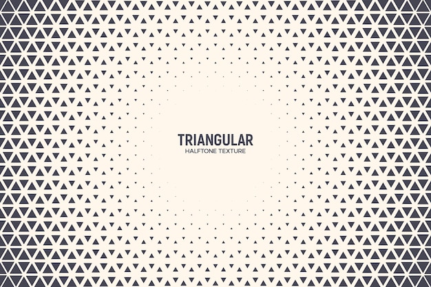 Vector triangle shapes abstract geometric technology background. radial composition halftone frame triangular retro simple pattern. minimal style dynamic tech wallpaper