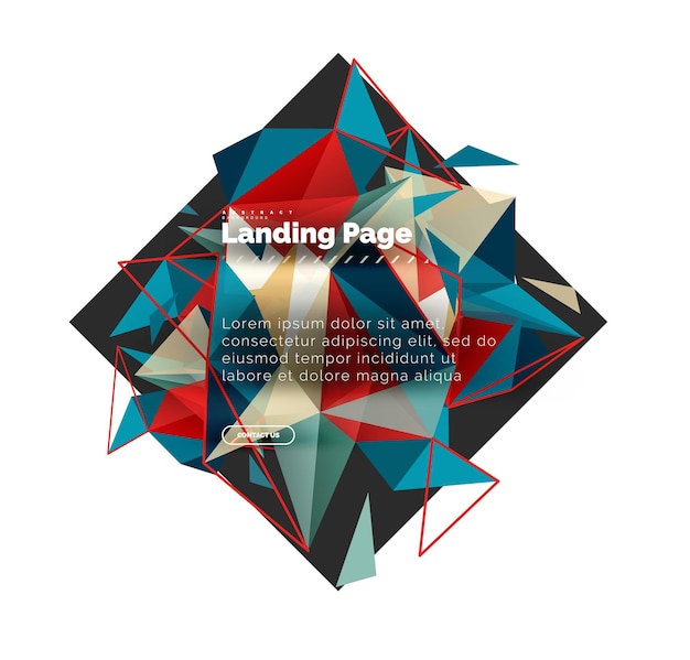 Vector triangular design abstract background landing page low poly style colorful triangles on white