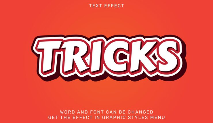 Tricks text effect template in 3d design