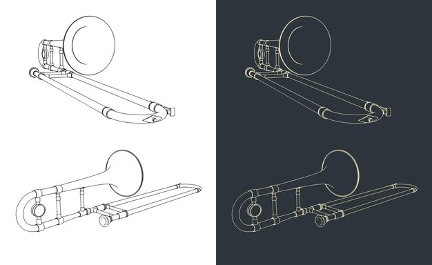 Vector trombone illustrations