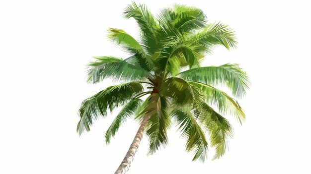 Vector tropical coconut palm tree isolated on white background