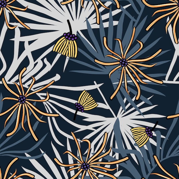 Vector tropical leaves seamless pattern