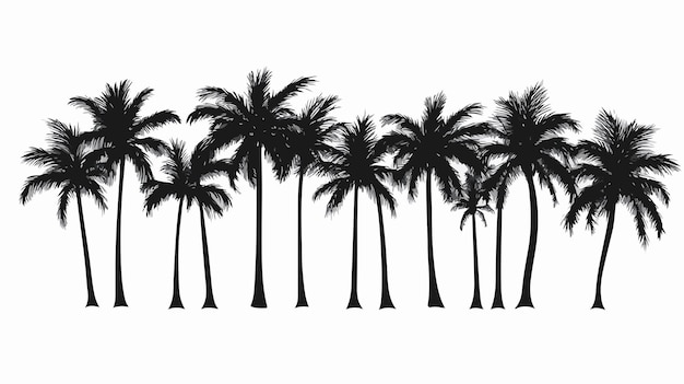 Vector tropical palm tree silhouette vector illustration for design projects