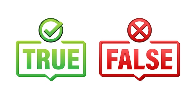 Vector true and false icons set vector illustration for fact checking and verification concept