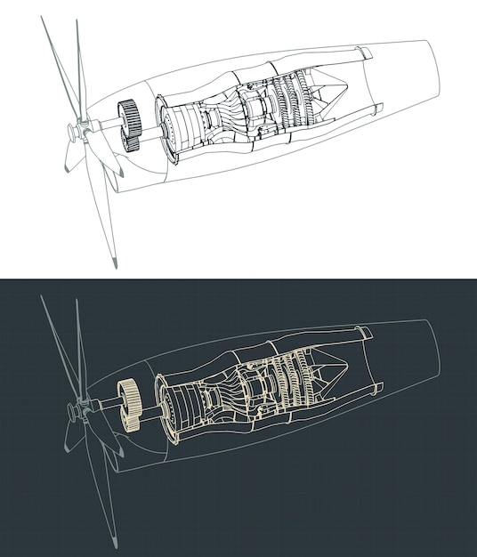 Vector turboprop engine blueprints