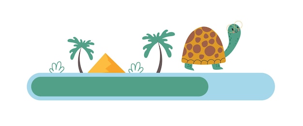 Vector turtle character web site downloading line concept
