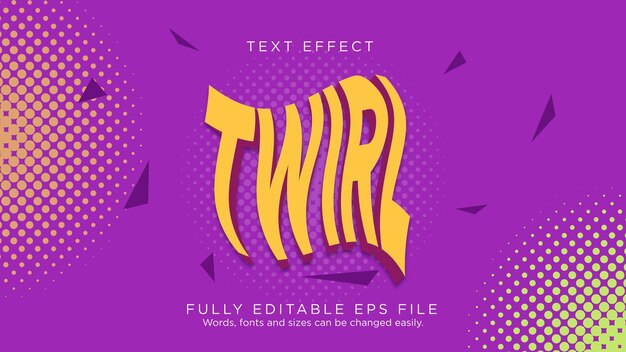 Vector twirl editable text effect font type