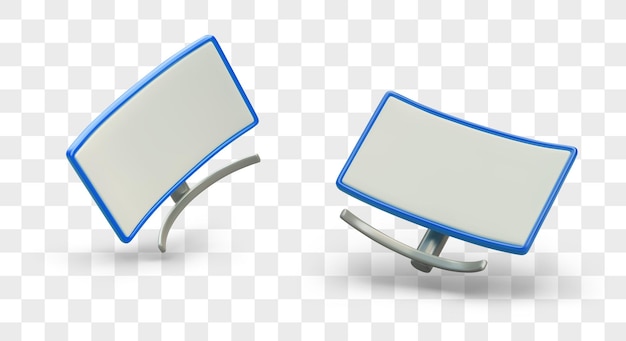 Vector two digital computer screens in different positions computer monitor display with empty screen