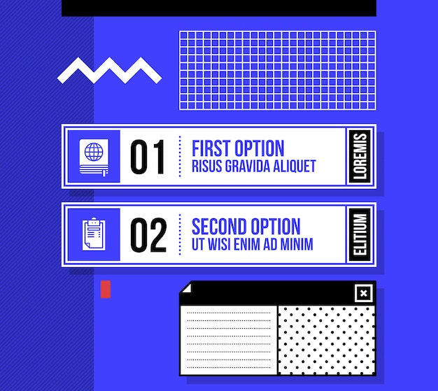 Vector two numbered options in fancy geometric style