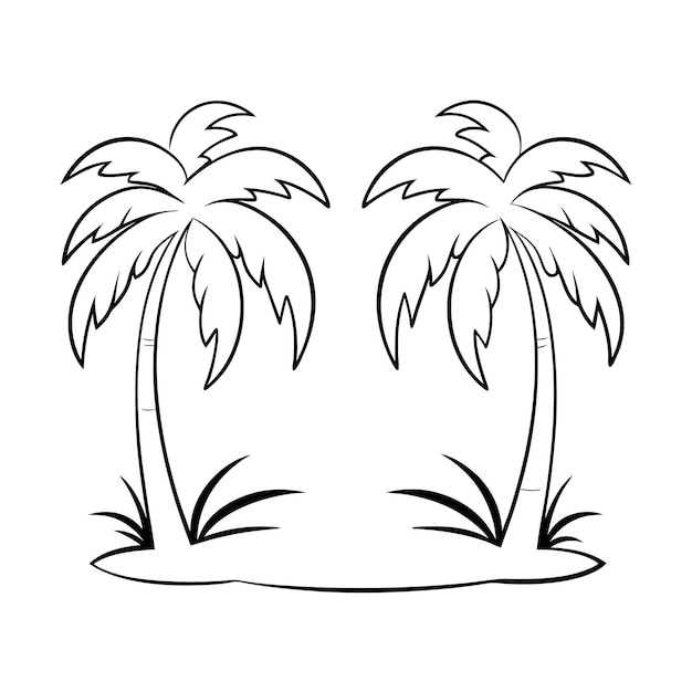 Vector two palm trees outline