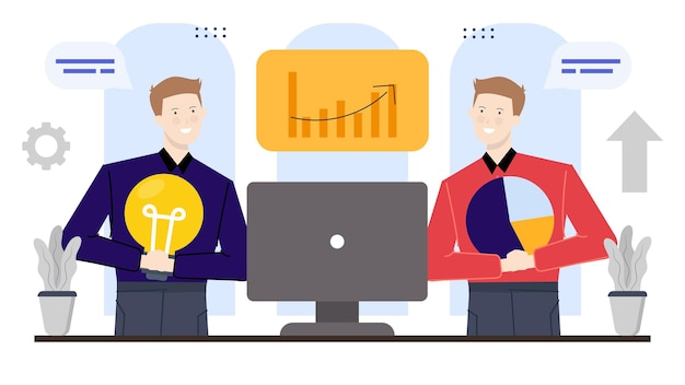 Vector two people are sharing about business idea and strategy