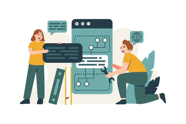 Vector two programmers discussing html and java