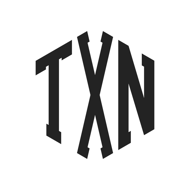 Vector txn logo design initial letter txn monogram logo using hexagon shape